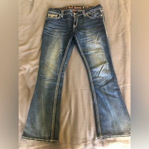 Womens Rock Revival Lyon Easy boot Jeans Size 34” waist, 32” inseam, 11” rise